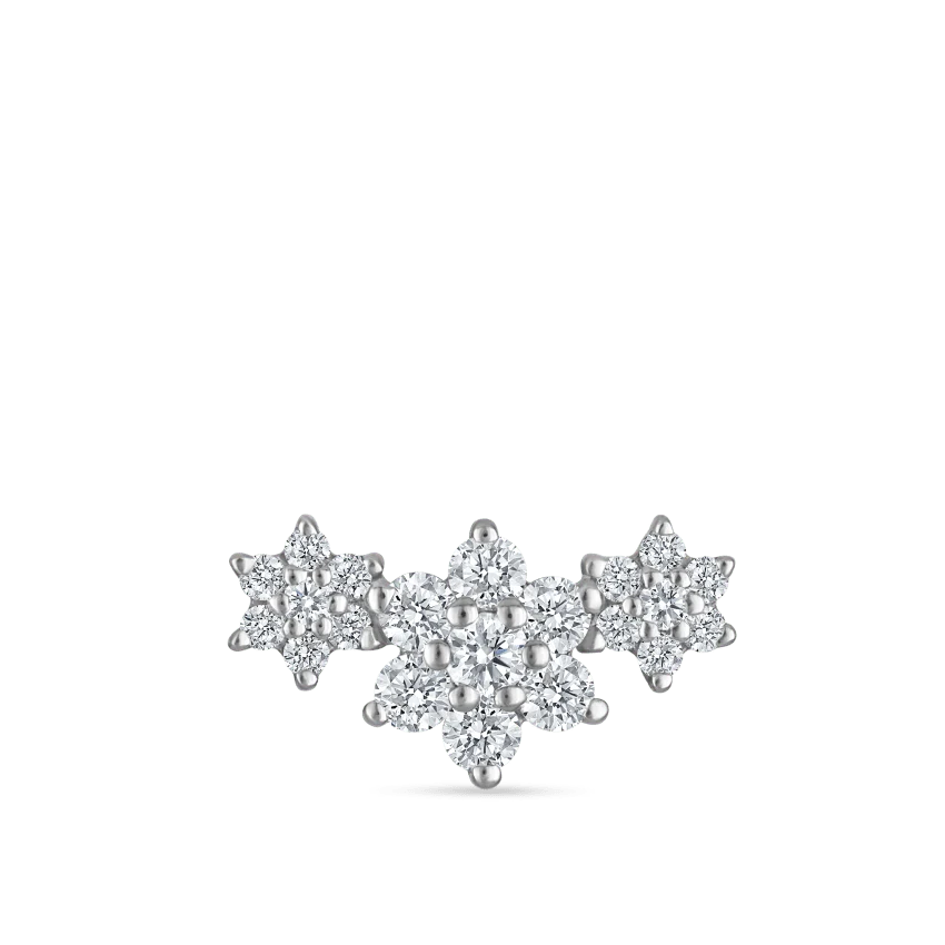 Diamond Three Flower Garland Stud Earring - Image 4