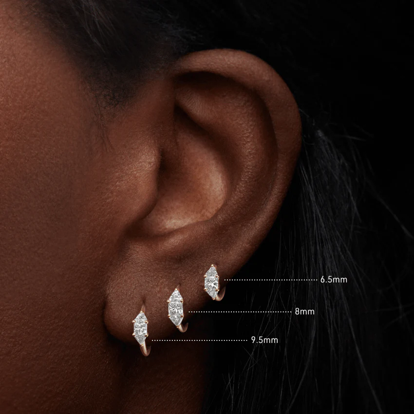3mm Diamond Princess Triangle Hoop Earring (Non-Rotating) - Image 27