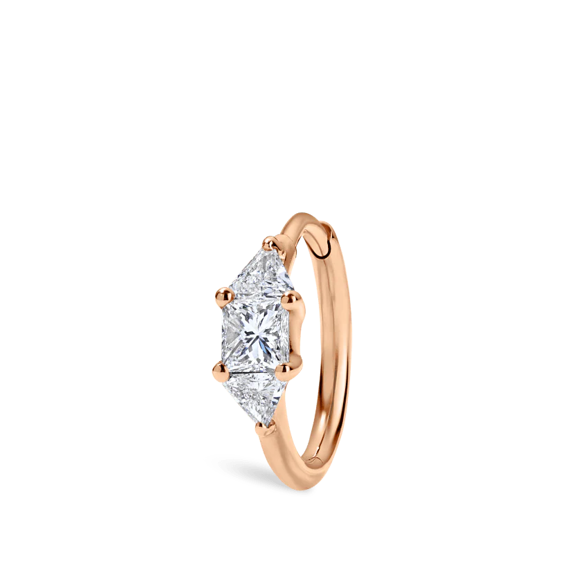 3mm Diamond Princess Triangle Hoop Earring (Non-Rotating) - Image 29