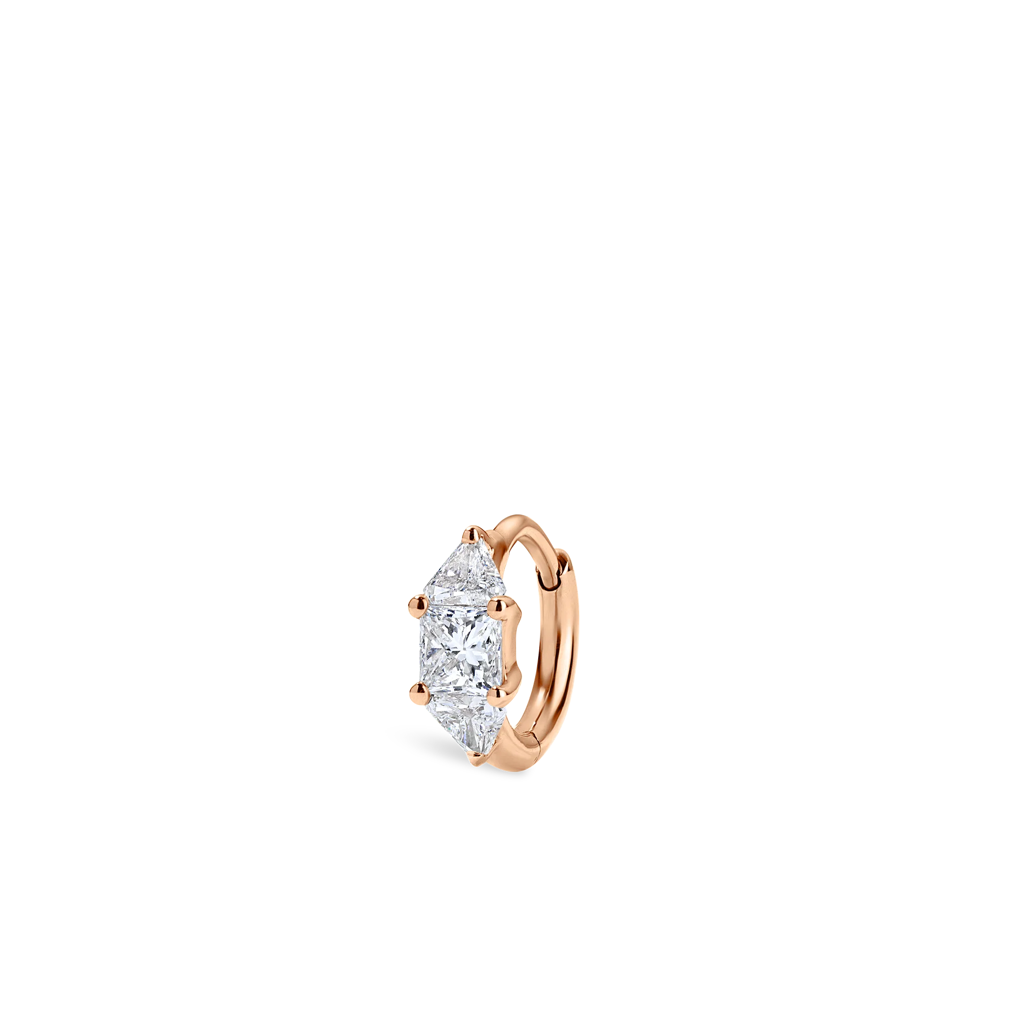 3mm Diamond Princess Triangle Hoop Earring (Non-Rotating) - Image 32