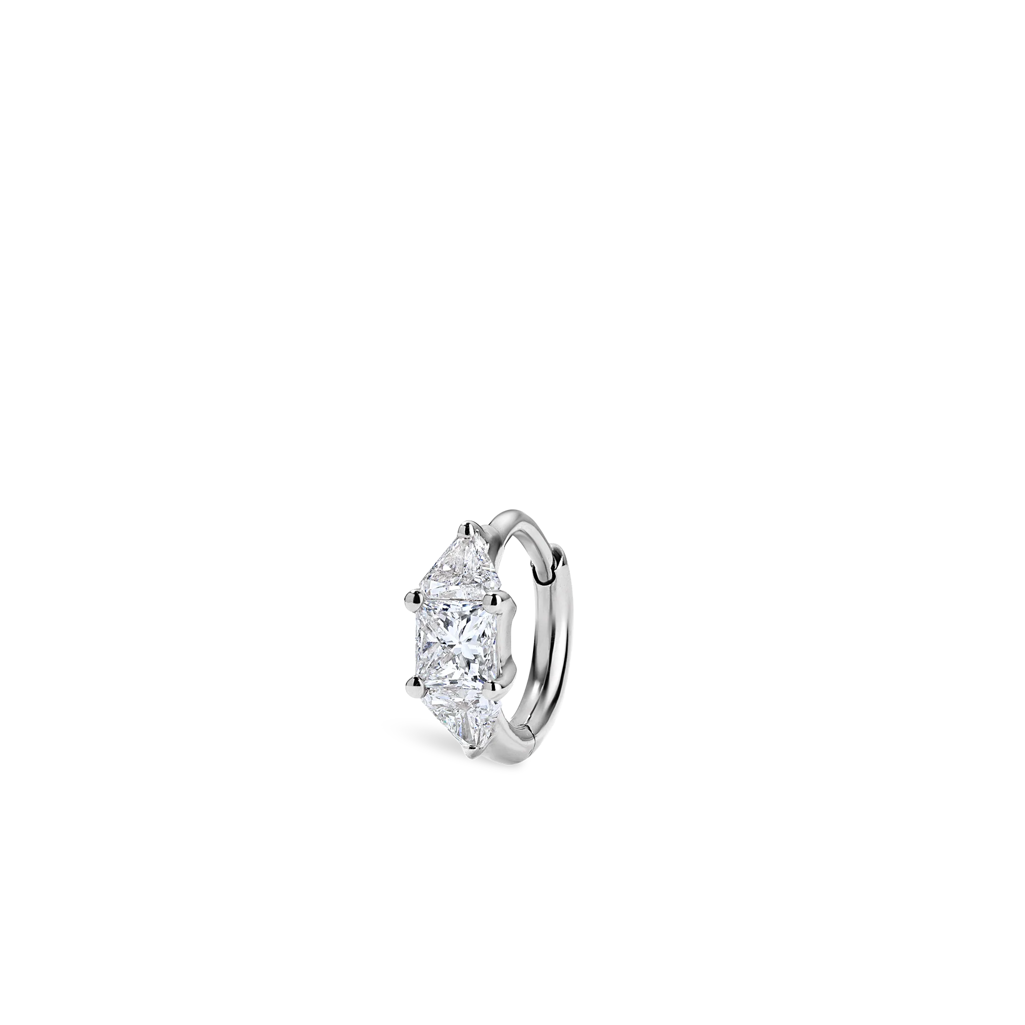 3mm Diamond Princess Triangle Hoop Earring (Non-Rotating) - Image 33