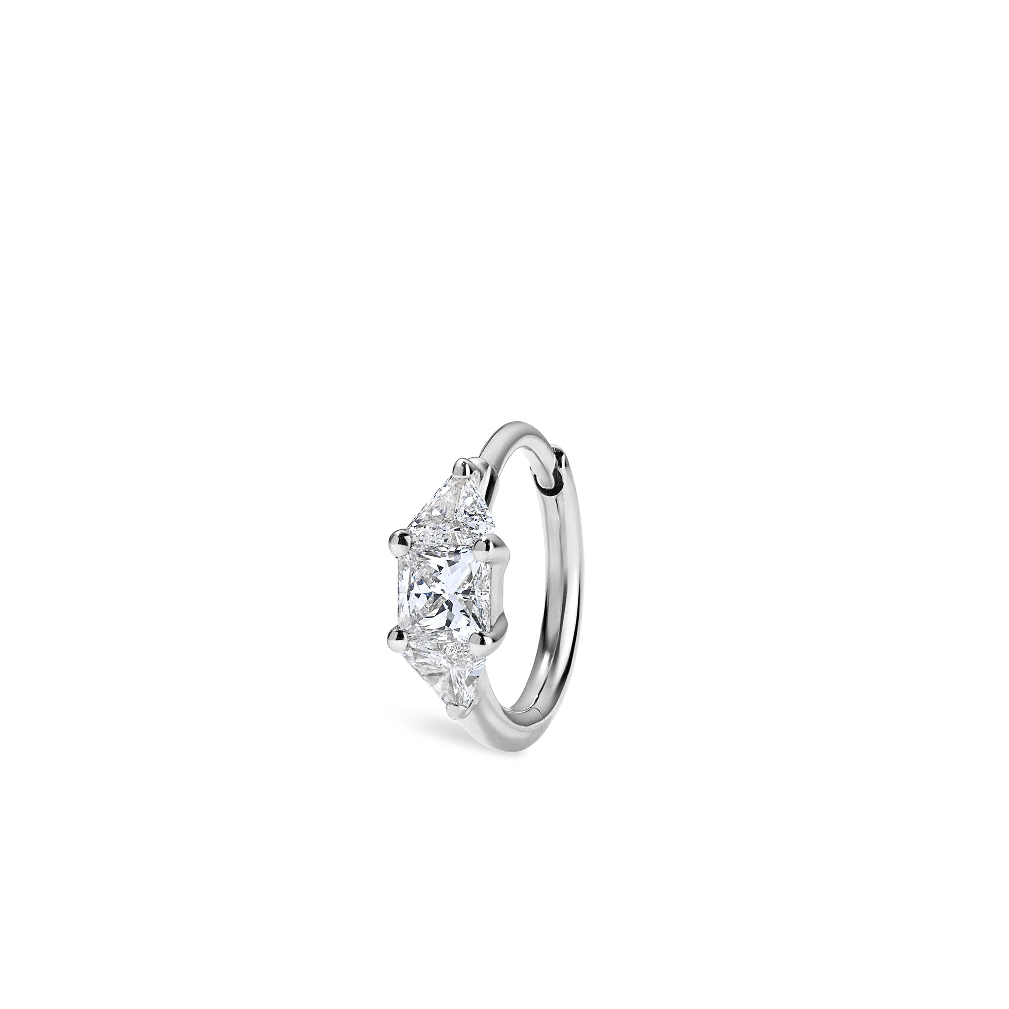3mm Diamond Princess Triangle Hoop Earring (Non-Rotating) - Image 36