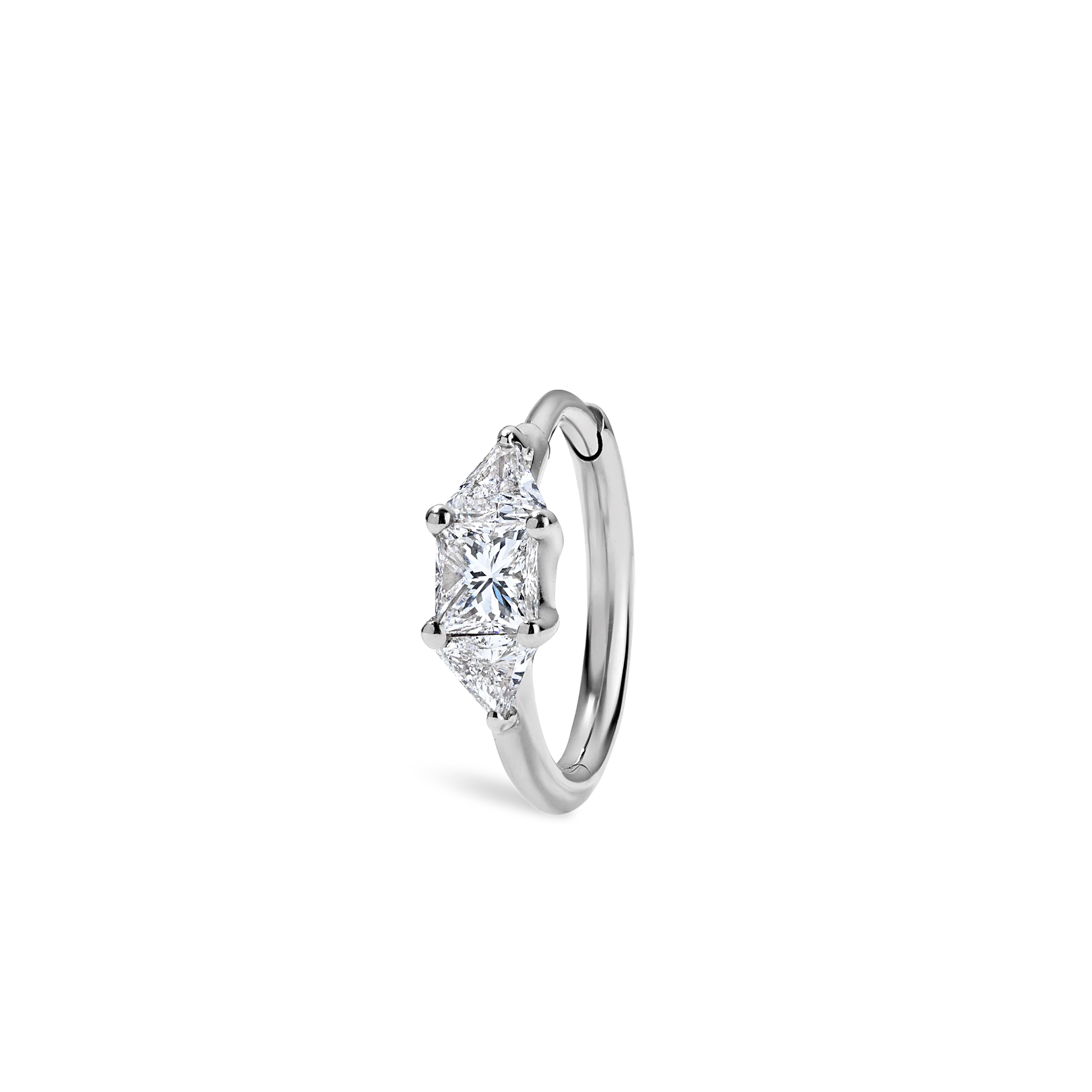 3mm Diamond Princess Triangle Hoop Earring (Non-Rotating) - Image 39