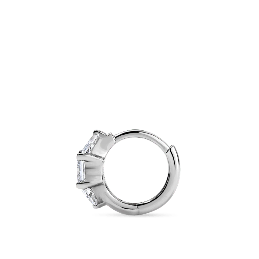 3mm Diamond Princess Triangle Hoop Earring (Non-Rotating) - Image 4