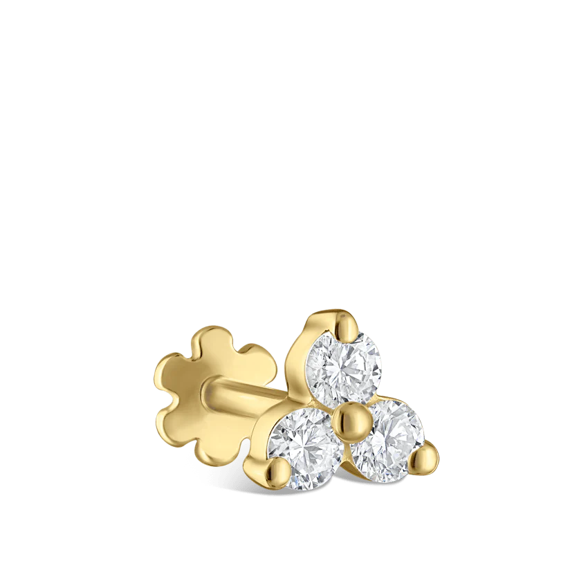 Diamond Trinity Threaded Stud Earring - Image 13