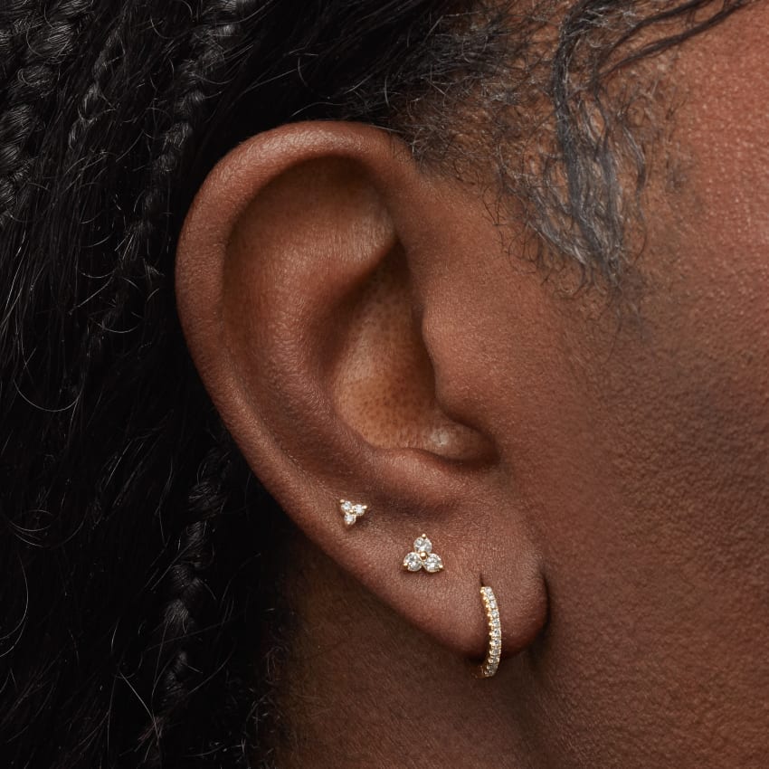 Diamond Trinity Threaded Stud Earring - Image 14