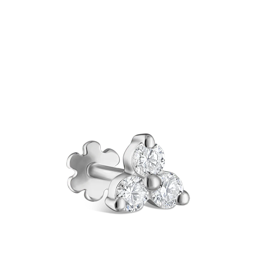 Diamond Trinity Threaded Stud Earring - Image 6