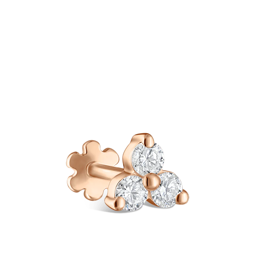 Diamond Trinity Threaded Stud Earring With Titanium Backing - Image 20