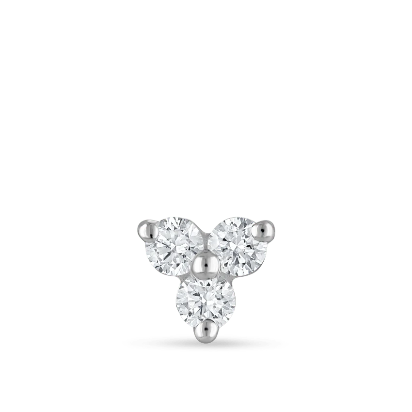 Diamond Trinity Threaded Stud Earring With Titanium Backing - Image 8