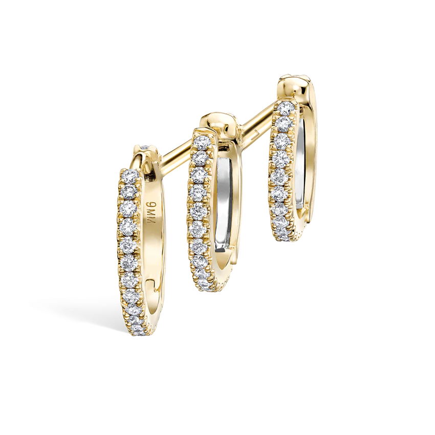 Diamond Triple Linked Eternity Hoop Earring and Cuffs - Image 14