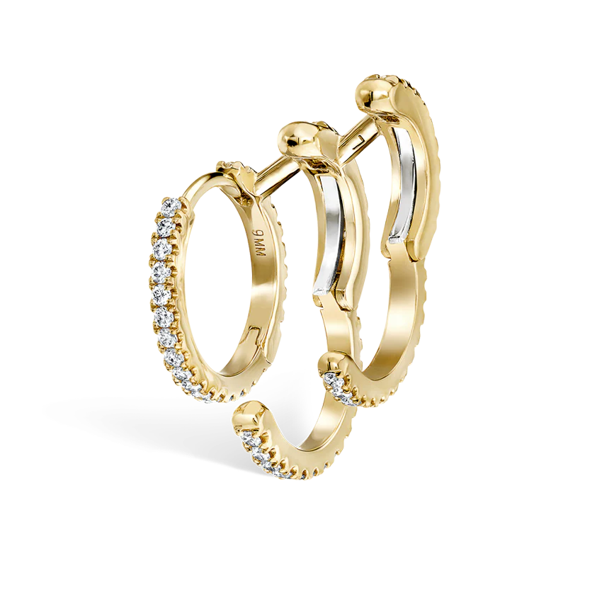 Diamond Triple Linked Eternity Hoop Earring and Cuffs - Image 15