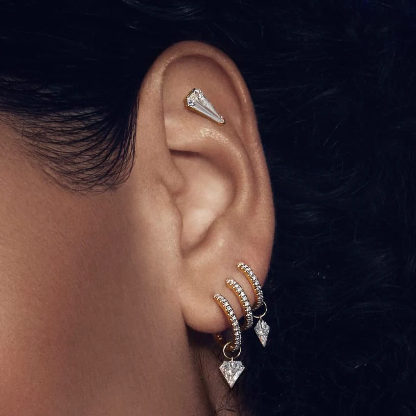 Diamond Triple Linked Eternity Hoop Earring and Cuffs - Image 16