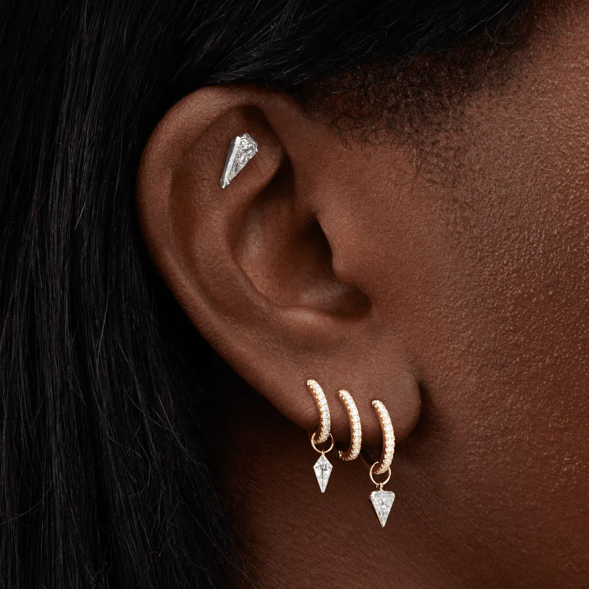 Diamond Triple Linked Eternity Hoop Earring and Cuffs - Image 23