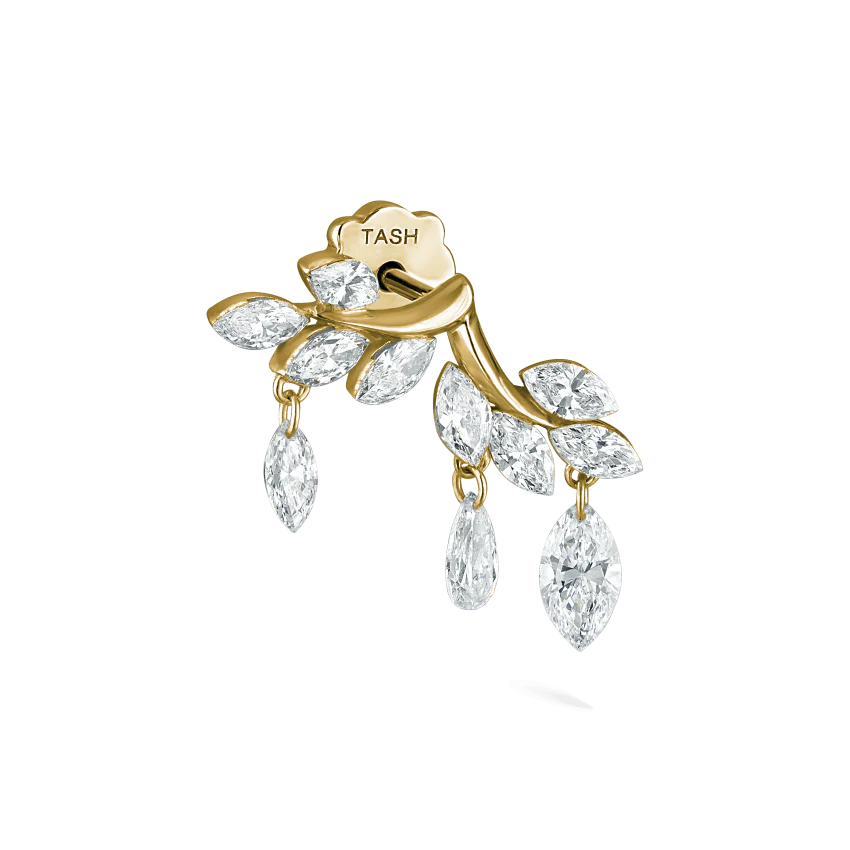 Diamond Vine Garland Threaded Stud Earring - Image 16