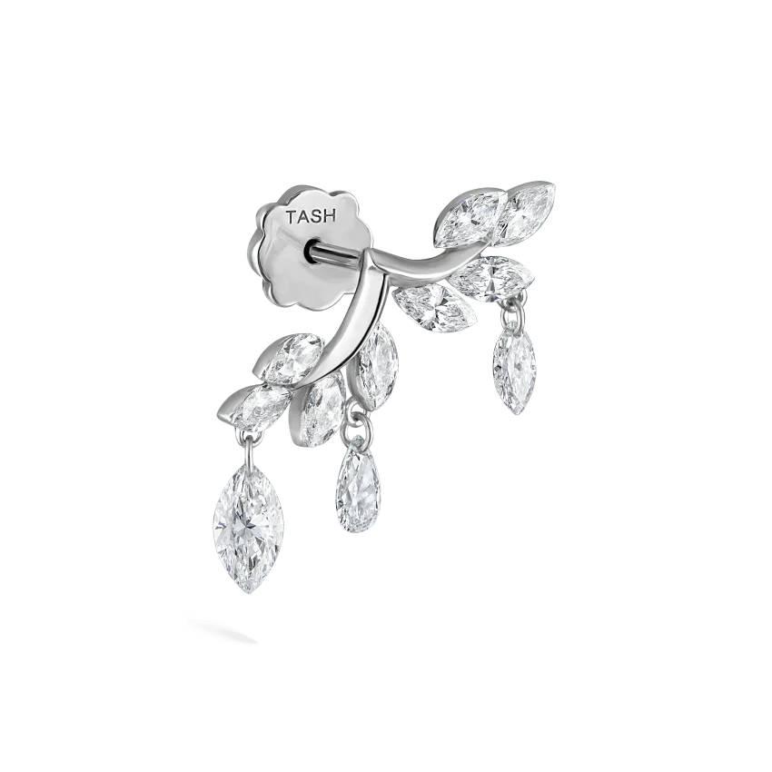 Diamond Vine Garland Threaded Stud Earring - Image 3