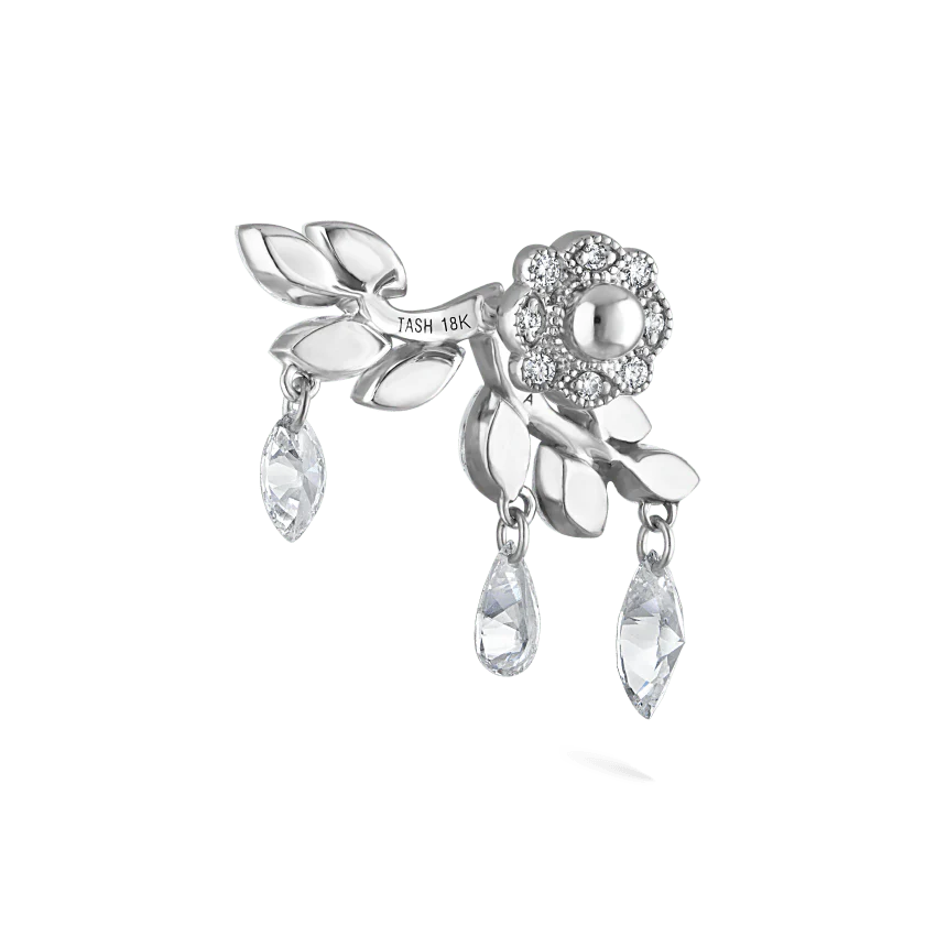 Diamond Vine Garland Threaded Stud Earring - Image 4