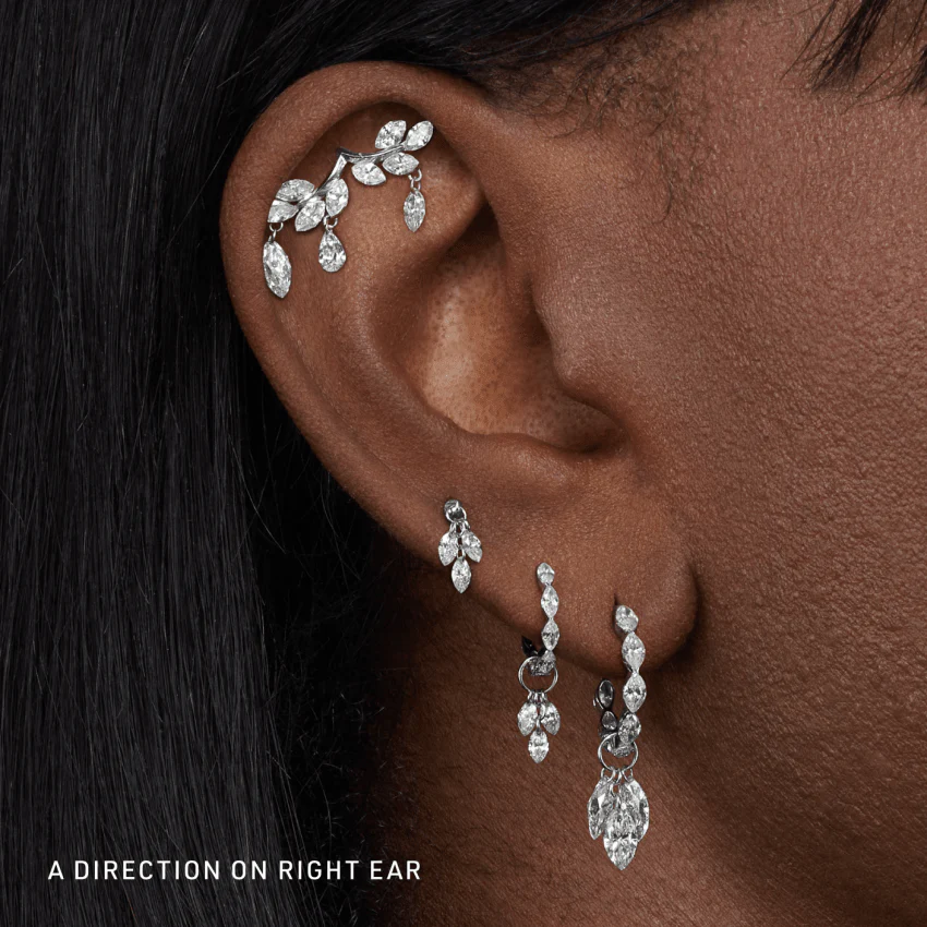 Diamond Vine Garland Threaded Stud Earring - Image 5