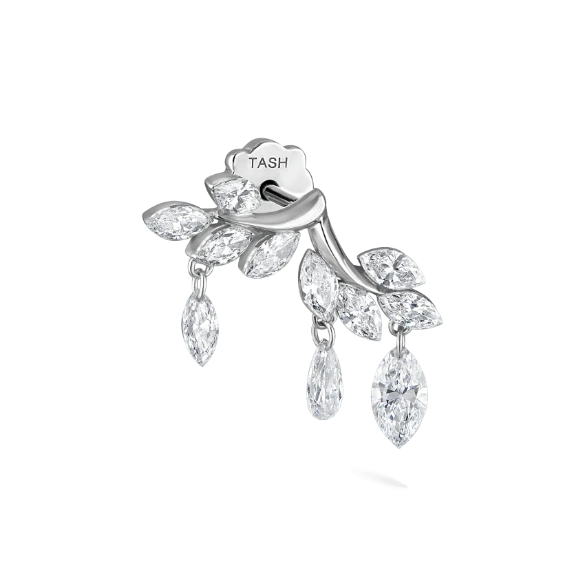 Diamond Vine Garland Threaded Stud Earring - Image 7