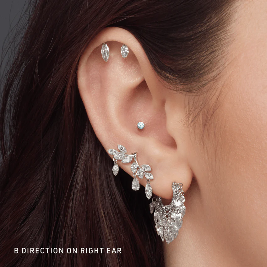 Diamond Vine Garland Threaded Stud Earring - Image 9