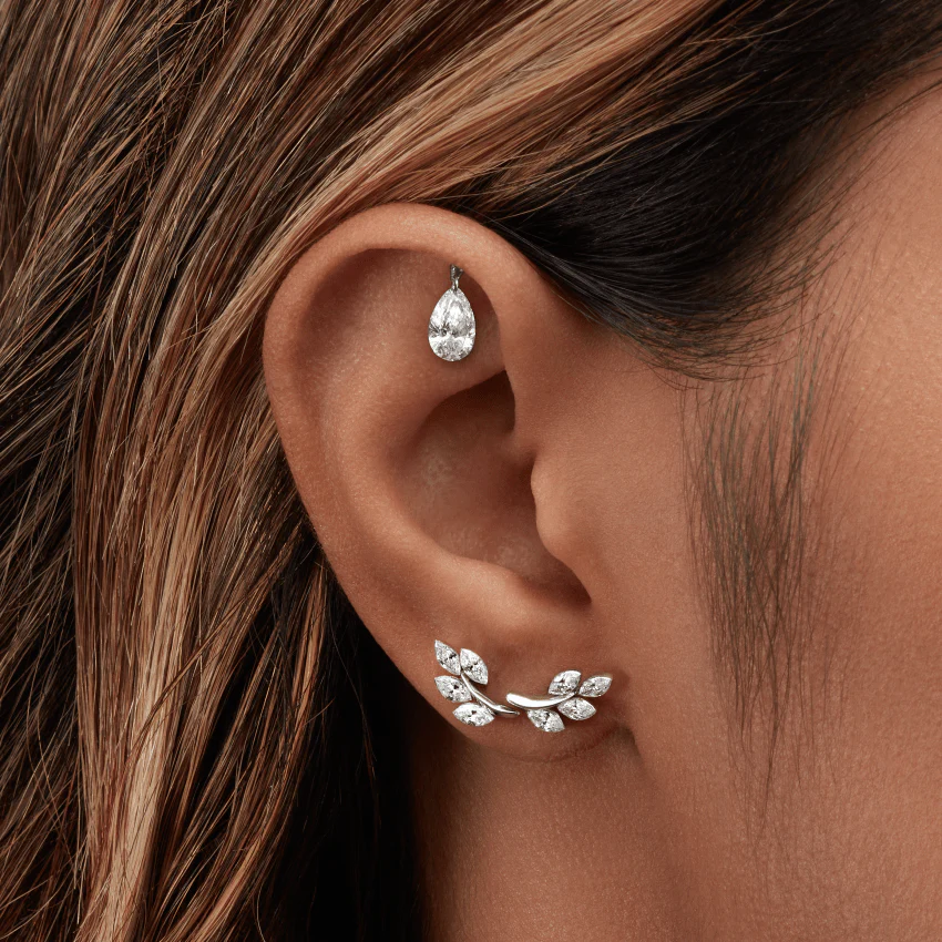 Diamond Vine Threaded Stud Earring - Image 3