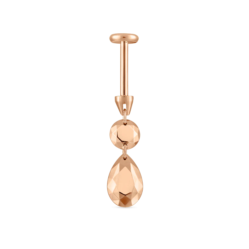 Double Faceted Gold Threaded Charm Stud Earring - Image 10
