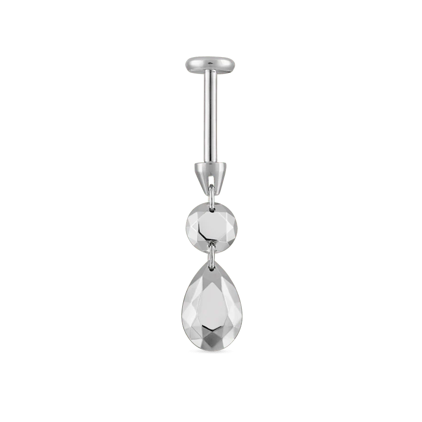 Double Faceted Gold Threaded Charm Stud Earring With Titanium Backing - Image 5