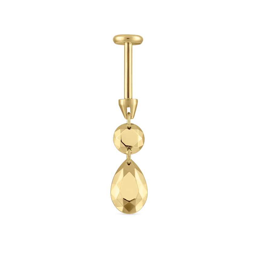 Double Faceted Gold Threaded Charm Stud Earring With Titanium Backing - Image 9