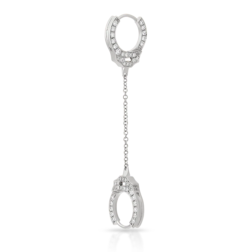 Double-sided Diamond Handcuff with Medium Chain Hoop Earring