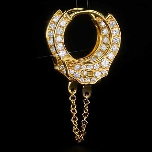 Double-sided Diamond Handcuff with Medium Chain Hoop Earring - Image 18