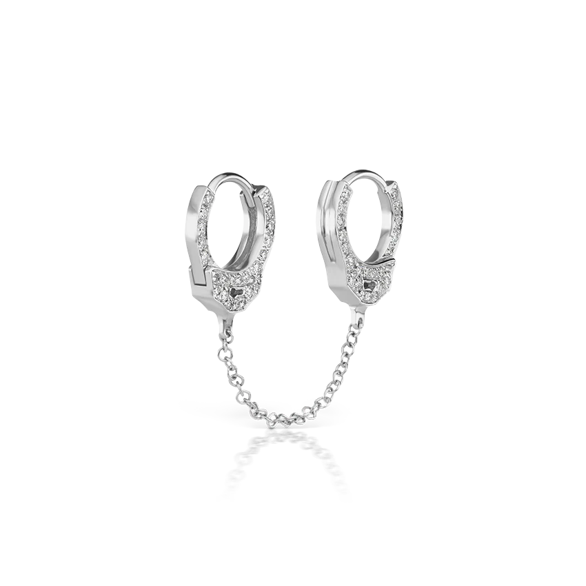 Double-sided Diamond Handcuff with Medium Chain Hoop Earring - Image 3