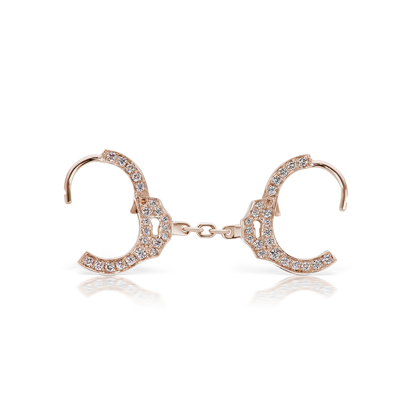 Double-sided Diamond Handcuff Hoop Earring with Short Chain - Image 16