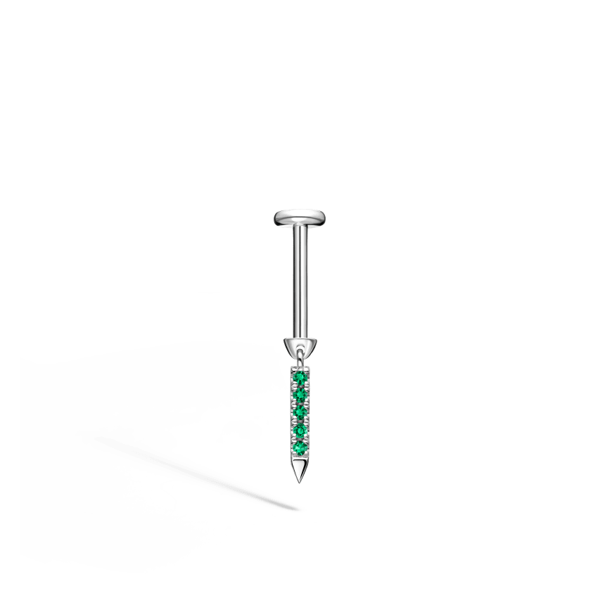 Emerald Eternity Bar Charm Threaded Stud Earring - Image 14