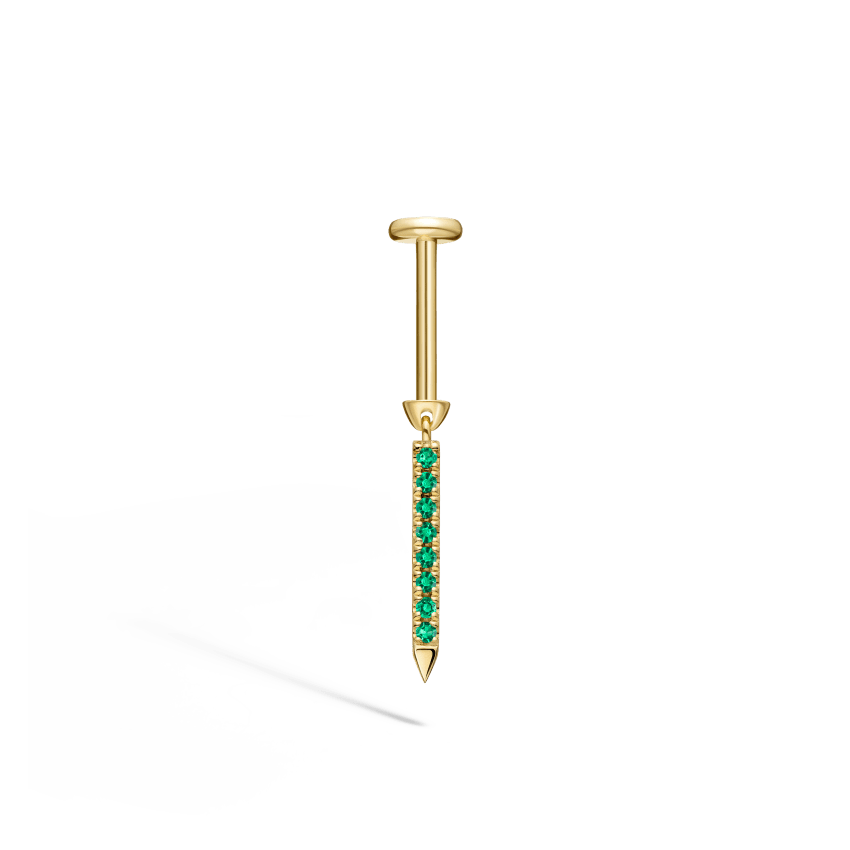 Emerald Eternity Bar Charm Threaded Stud Earring - Image 18