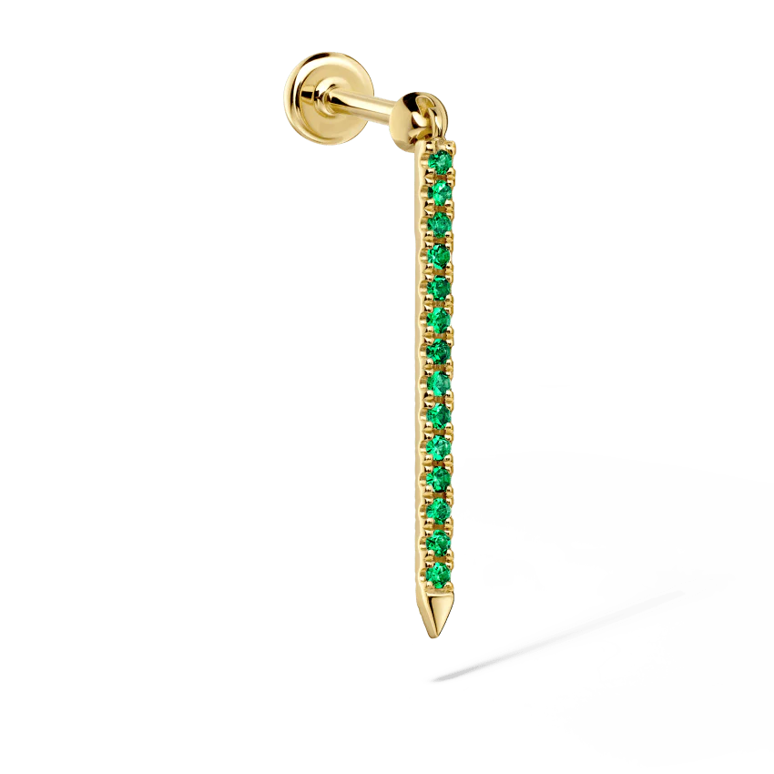 Emerald Eternity Bar Charm Threaded Stud Earring - Image 20