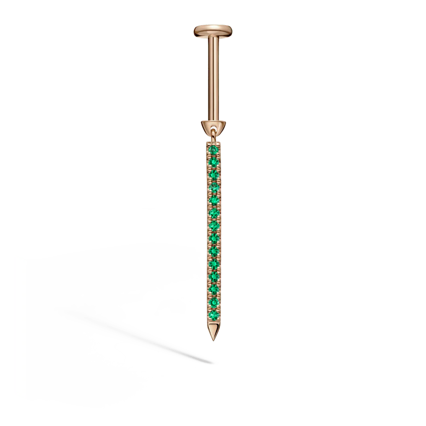 Emerald Eternity Bar Charm Threaded Stud Earring - Image 23