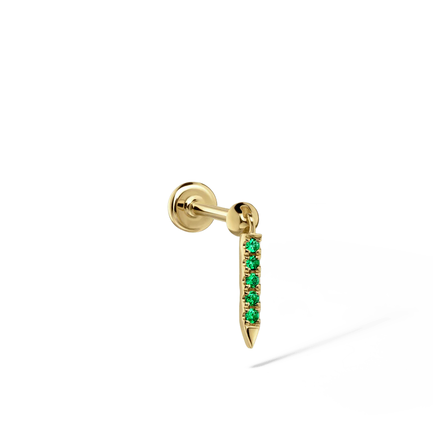 Emerald Eternity Bar Charm Threaded Stud Earring - Image 24