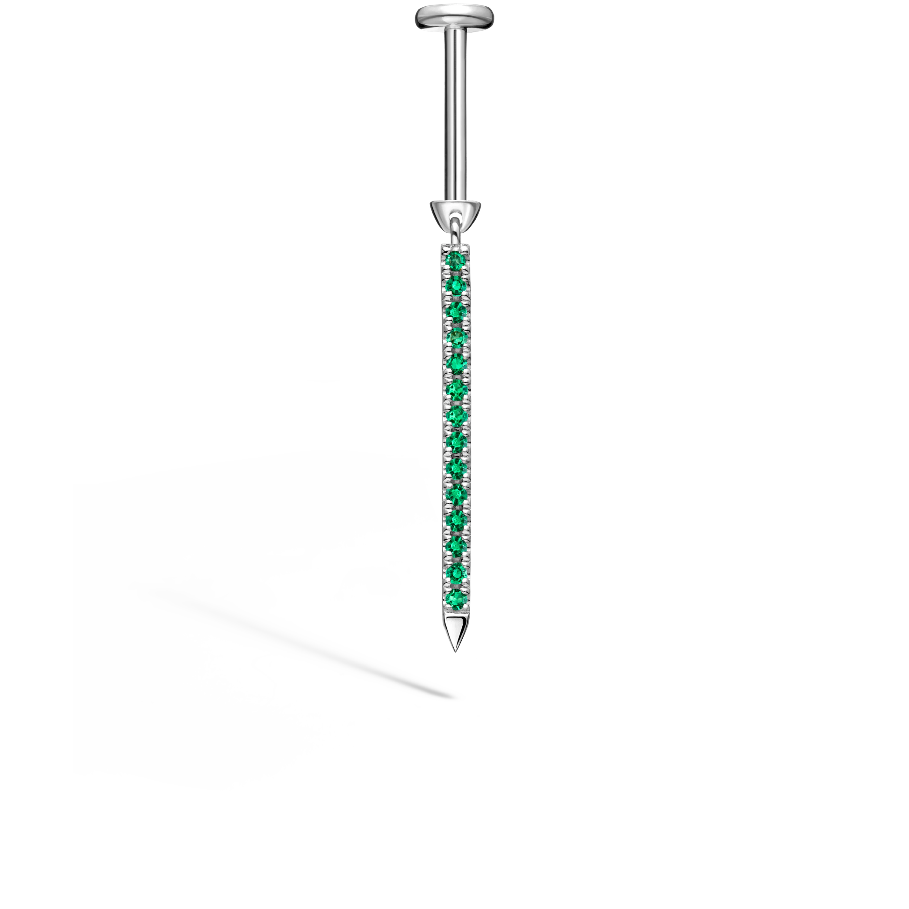 Emerald Eternity Bar Charm Threaded Stud Earring - Image 32