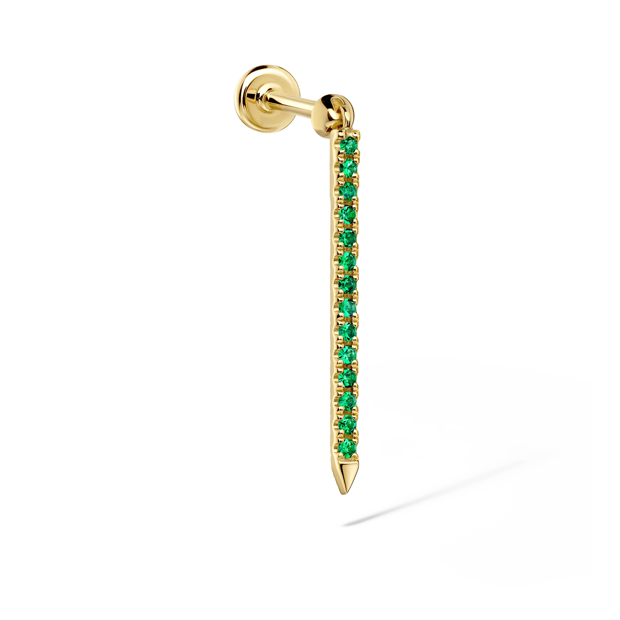 Emerald Eternity Bar Charm Threaded Stud Earring - Image 33