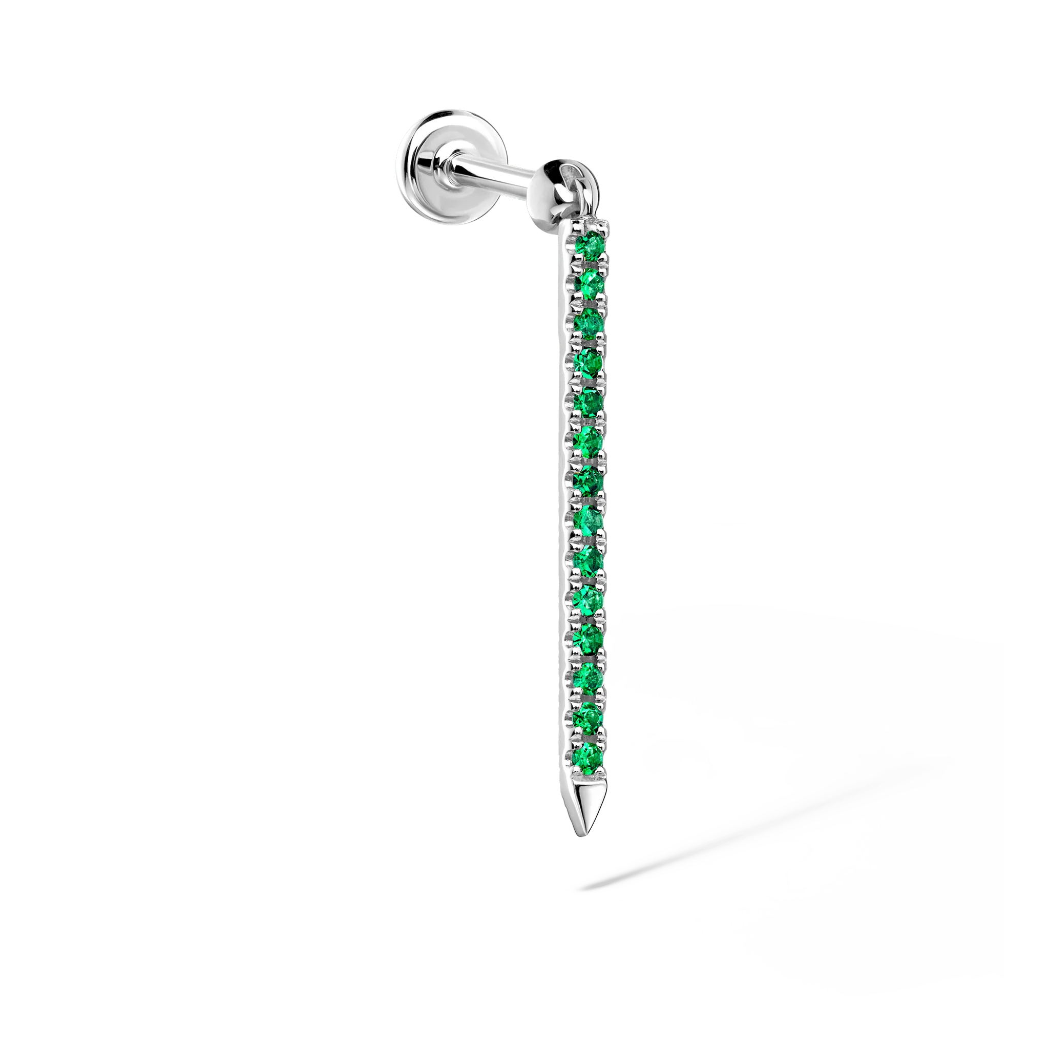 Emerald Eternity Bar Charm Threaded Stud Earring - Image 36