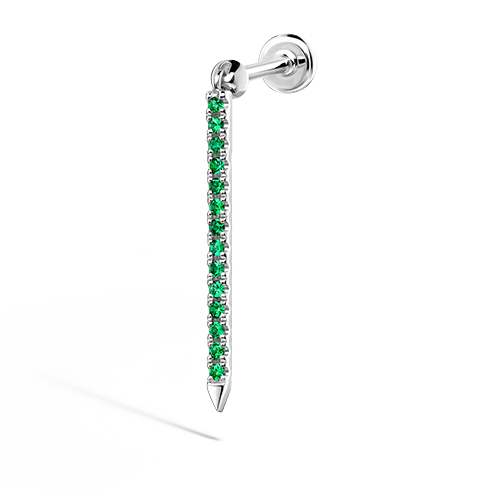 Emerald Eternity Bar Charm Threaded Stud Earring - Image 8