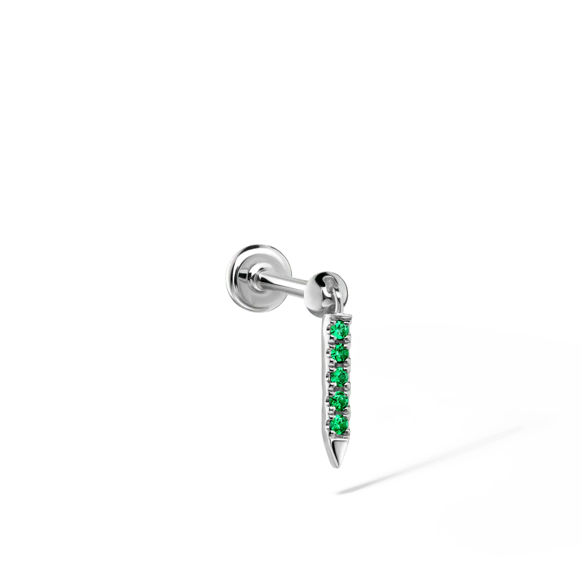 Emerald Eternity Bar Charm Threaded Stud Earring With Titanium Backing - Image 12