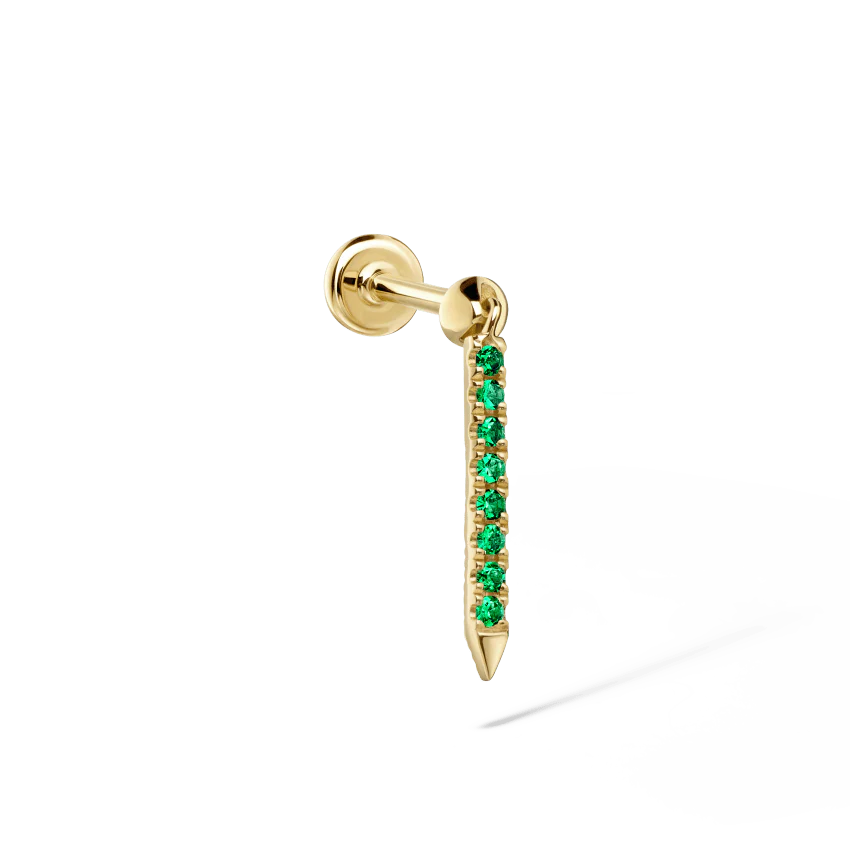 Emerald Eternity Bar Charm Threaded Stud Earring With Titanium Backing - Image 15