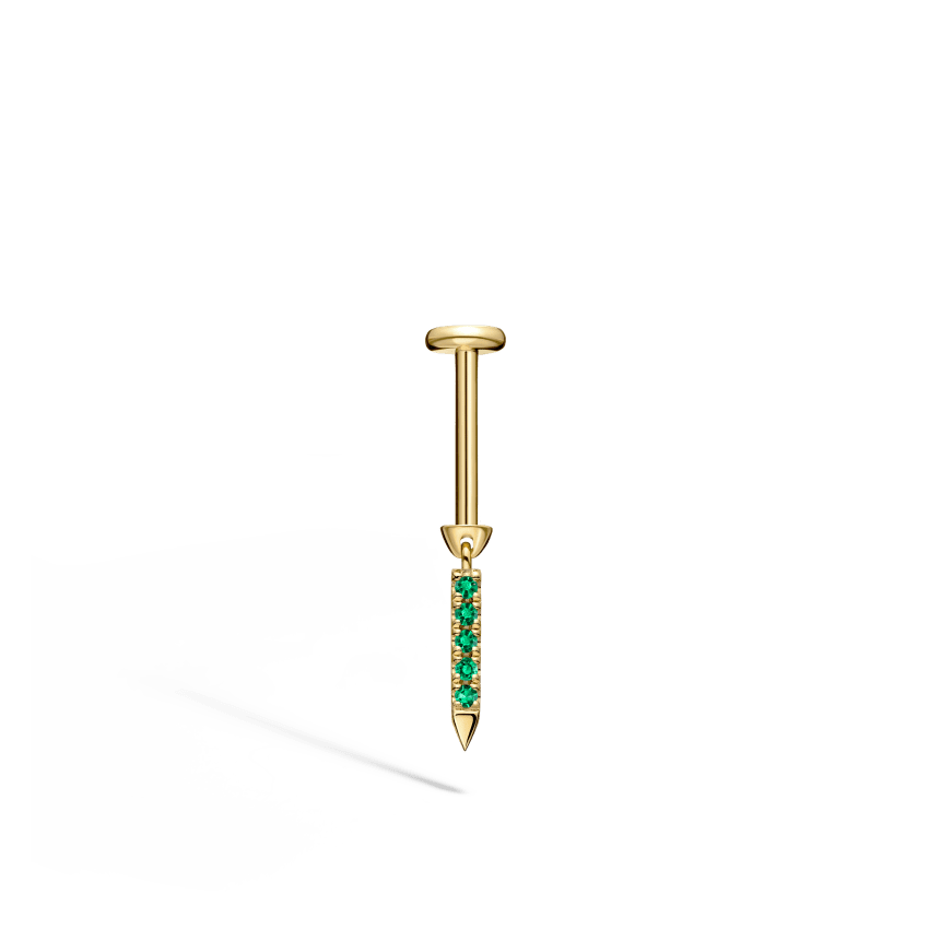 Emerald Eternity Bar Charm Threaded Stud Earring With Titanium Backing - Image 26