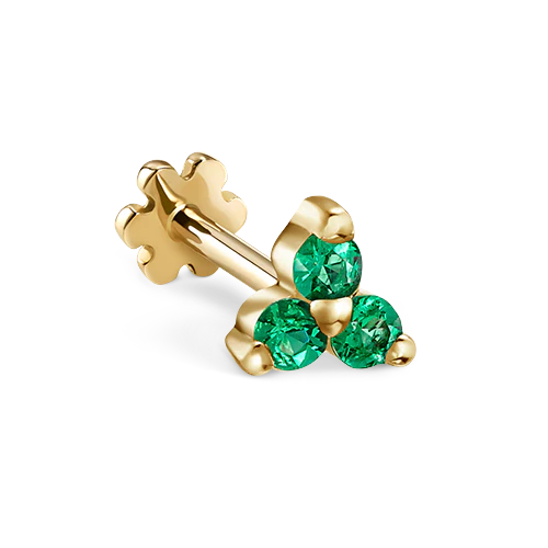 Emerald Trinity Threaded Stud Earring - Image 3