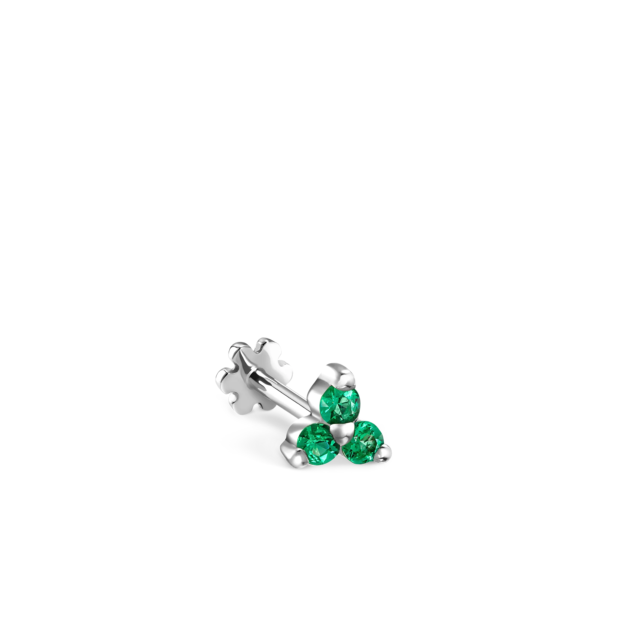 Emerald Trinity Threaded Stud Earring - Image 5