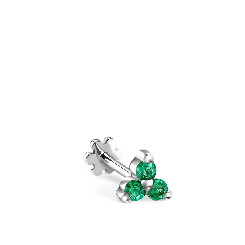 Emerald Trinity Threaded Stud Earring With Titanium Backing