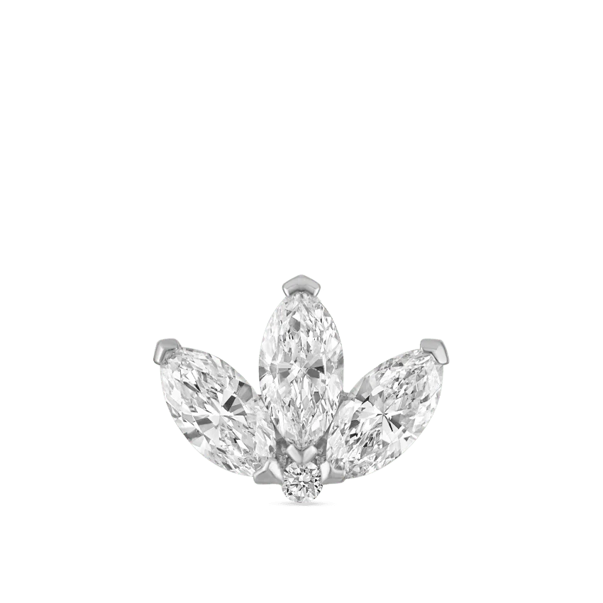 Engraved Diamond Lotus Stud Earring - Image 12