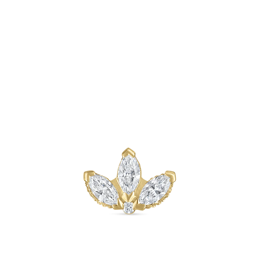 Engraved Diamond Lotus Stud Earring - Image 15