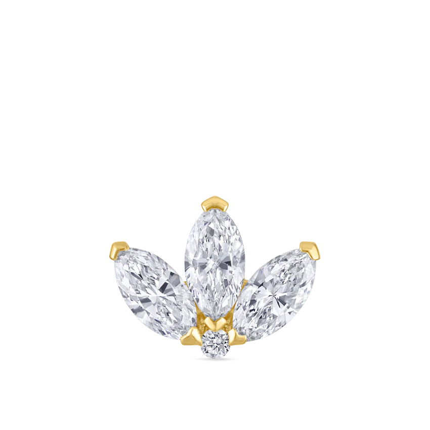 Engraved Diamond Lotus Stud Earring - Image 23