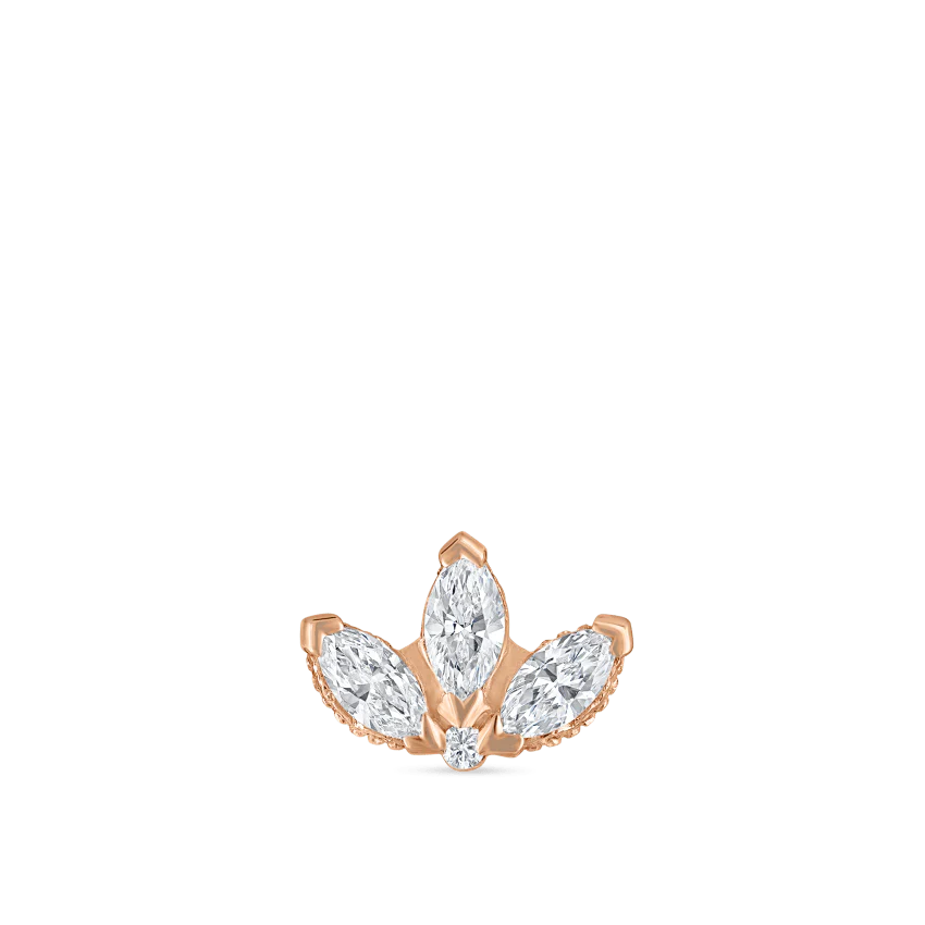 Engraved Diamond Lotus Stud Earring - Image 26